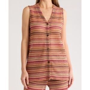 Gemma & Jane Multicolor Striped Sleeveless Blouse size Medium
